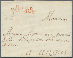 Frankreich - Vorphilatelie: 1815 (ca.), "P.40.P. VENDOME" Red Two-liner On Folded Letter Without Tex - 1792-1815: Conquered Departments