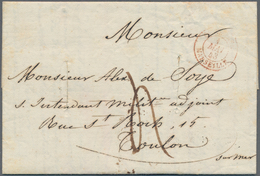 Frankreich - Vorphilatelie: 1843, Folded Letter Written In SMYRNA With Cholera Desinfecting Slots Ad - 1792-1815: Départements Conquis