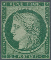 Frankreich: 1850, 15c. Green, Deep Colour, Slightly Cut Into, Regummed, Certificate V.d.Weid. Michel - Autres & Non Classés