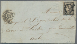 Frankreich: 1849, 1st ISSUE WITH CURSIVE STRAIGHT LINE OBLITERATION: 20c. Black On Lettersheet From - Andere & Zonder Classificatie