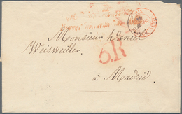 Frankreich: 1851, Folded Letter (without Text) From Paris To Madrid With Red Double Cancel "PARIS FR - Altri & Non Classificati