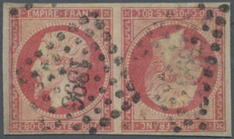 Frankreich: 1860, Empire Nd 80c. Rose, Tête-bêche Pair, Repaired/faults, Oblit. By PC "1896". Certif - Sonstige & Ohne Zuordnung