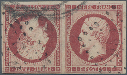 Frankreich: 1853, 1fr. Carmine, Tête-bêche Pair, Fresh Colour And Close To Wide Margins, Repaired, O - Sonstige & Ohne Zuordnung