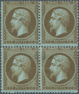 Frankreich: 1865, Napoleon Dentele 1c. "mordore" On Bluish, Block Of Four In Fresh Intense Colour An - Andere & Zonder Classificatie