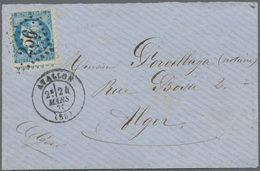 Frankreich: 1871, PIQUAGE D' AVALLON, Bordeaux Issue 20c. Blue Type III With Sawtooth Perforation, S - Altri & Non Classificati