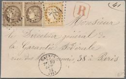 Frankreich: 1873, Bordeaux 30c. Brown, Horizontal Pair Of Fresh Colour And With Full Margins All Aro - Sonstige & Ohne Zuordnung