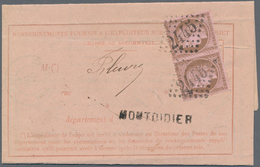 Frankreich: 1874, 10 C Ceres In Horizontal Pair (cease) Oblit. By GC "2445" And Straight Line "MONTD - Other & Unclassified