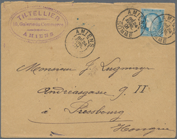 Frankreich: 1891, 25 C Blue Ceres Single Franking On Letter From AMIENS To Hungary, Very Late Using - Sonstige & Ohne Zuordnung