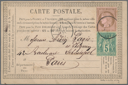 Frankreich: 1877, 10 C Ceres And 5 C Allegorie Rare Mixed Franking On Pre-printed Postcard (No. 25A) - Autres & Non Classés