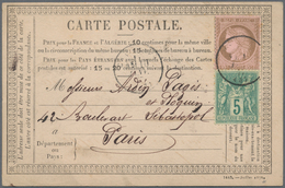 Frankreich: 1877, 10 C Ceres And 5 C Allegorie Rare Mixed Franking On Pre-printed Postcard (No. 25A) - Altri & Non Classificati