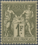 Frankreich: 1876, Allegory 1fr. Olive On Pale Yellow In Type I Mint Lightly Hinged With Diagonal Ben - Altri & Non Classificati