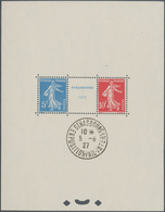 Frankreich: 1927, Strasbourg Souvenir Sheet, Neatly Cancelled "STRASBOURG EXPOSITION 11.6.27" In Low - Andere & Zonder Classificatie