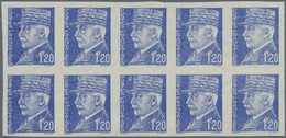 Frankreich: 1941, Definitive Issue Marshall Petain 1.20fr. In UNISSUED BLUE Colour In An IMPERFORATE - Sonstige & Ohne Zuordnung
