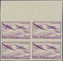 Frankreich: 1942, Victims Of Aerial Warfare, 1.50fr.+3.50fr. Purple, IMPERFORATE Top Marginal Block - Other & Unclassified