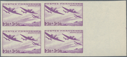 Frankreich: 1942, Victims Of Aerial Warfare, 1.50fr.+3.50fr. Purple, IMPERFORATE Right Marginal Bloc - Other & Unclassified