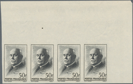 Frankreich: 1942, Definitive Issue Marshall Petain 50fr. Black IMPERFORATE Strip Of Four From Upper - Andere & Zonder Classificatie