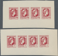 Frankreich: 1944, Definitives "Marianne", Not Issued, Group Of Ten Imperforate Panes Of Four Stamps - Andere & Zonder Classificatie