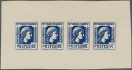 Frankreich: 1944, Definitives "Marianne", Not Issued, 60c., Group Of Five Imperforate Panes Of Four - Sonstige & Ohne Zuordnung