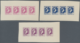Frankreich: 1944, Definitives "Marianne", Not Issued, 1fr., Group Of Three Imperforate Panes Of Four - Andere & Zonder Classificatie