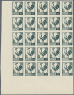 Frankreich: 1944, Definitives, 20fr. Black-green "Coq", Imperforate Marginal Block Of 25 From The Lo - Andere & Zonder Classificatie