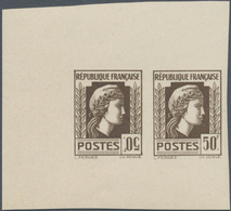 Frankreich: 1944, Definitives "Marianne", Not Issued, 50fr. Olive-brown, Imperforate Essay, Horizont - Sonstige & Ohne Zuordnung