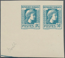 Frankreich: 1944, Definitives "Marianne", Not Issued, Imperforate Essay 50fr. Turquoise As Horizonta - Andere & Zonder Classificatie