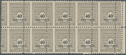 Frankreich: 1945, Defintives 40c. Grey/black, Block Of Ten With Shift Of Vertical Perforation, Mint - Andere & Zonder Classificatie