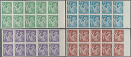 Frankreich: 1944, Definitive Issue ‚Iris‘ Complete Set Of Eight In IMPERFORATE Blocks Of Ten From Ri - Andere & Zonder Classificatie