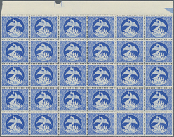 Frankreich: 1945, "Phoenix", Saving/Credit Stamps In Blue Without Value, Top Marginal Block Of 30, M - Other & Unclassified