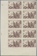 Frankreich: 1945, Wounded P.O. Workers 4+6fr. Brown IMPERFORATE Block Of Ten From Lower Left Corner, - Other & Unclassified