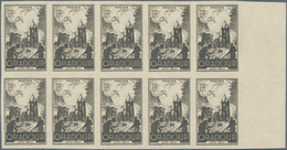 Frankreich: 1945, Destruction Of Oradour-sur-Glane 4+2fr. Greyish-black IMPERFORATE Block Of Ten Fro - Other & Unclassified