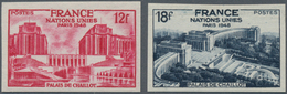 Frankreich: 1948, UNO Assembly In Paris, Set Imperforate Mint Original Gum And The Epreuve Collectiv - Andere & Zonder Classificatie