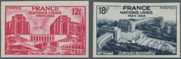 Frankreich: 1948, UNO Assembly In Paris, Set Imperforate Mint Original Gum And The Epreuve Collectiv - Other & Unclassified