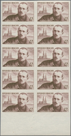 Frankreich: 1950, Poet Charles Peguya And Chartre Cathedral 12fr. Brown IMPERFORATE Block Of Ten Fro - Other & Unclassified