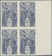 Frankreich: 1951, Stamp Day 12+3fr. Greyish-violet IMPERFORATE Block Of Four From Right Margin, Mint - Sonstige & Ohne Zuordnung