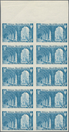 Frankreich: 1951, Abbey St. Wandrille Near Rouen 30fr. Pale Blue IMPERFORATE Block Of Ten From Upper - Andere & Zonder Classificatie