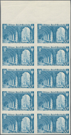 Frankreich: 1951, Abbey St. Wandrille Near Rouen 30fr. Pale Blue IMPERFORATE Block Of Ten From Upper - Other & Unclassified