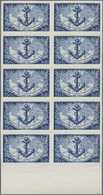 Frankreich: 1951, 50 Years French Colonial Troops 15fr. Dark Blue (anchor And Map) IMPERFORATE Block - Andere & Zonder Classificatie