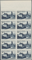 Frankreich: 1951, Arbois With Bontemps Castle 30fr. Blackish-blue IMPERFORATE Block Of Ten From Uppe - Sonstige & Ohne Zuordnung