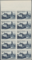 Frankreich: 1951, Arbois With Bontemps Castle 30fr. Blackish-blue IMPERFORATE Block Of Ten From Uppe - Other & Unclassified