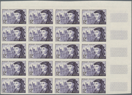 Frankreich: 1955, Jacques Cœur And Castle In Bourges 12fr. Violet IMPERFORATE Block Of 20 From Upper - Andere & Zonder Classificatie