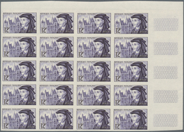 Frankreich: 1955, Jacques Cœur And Castle In Bourges 12fr. Violet IMPERFORATE Block Of 20 From Upper - Other & Unclassified