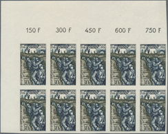 Frankreich: 1956, 40 Years Battle Of Verdun 30fr. IMPERFORATE Block Of Ten From Upper Left Corner, M - Other & Unclassified
