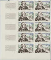 Frankreich: 1956, Stamp Day 12+3fr. (Francis Of Taxis) IMPERFORATE Block Of Ten From Lower Left Corn - Sonstige & Ohne Zuordnung