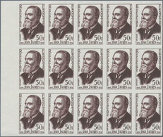 Frankreich: 1959, 100th Birthday Of Jean Jaures 50fr. IMPERFORATE Block Of 15 From Left Margin, Mint - Andere & Zonder Classificatie