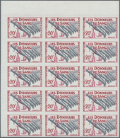 Frankreich: 1959, Blood Donation 20fr. IMPERFORATE Block Of 15 From Upper Left Corner, MNH And Scarc - Sonstige & Ohne Zuordnung