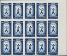 Frankreich: 1959, Vaccine Against Polio 20fr. IMPERFORATE Block Of 15 From Upper Right Corner, Mint - Other & Unclassified