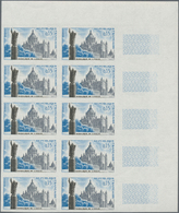 Frankreich: 1960, Basilica Of Lisieux 0.15fr. IMPERFORATE Block Of Ten From Upper Right Corner, Mint - Other & Unclassified