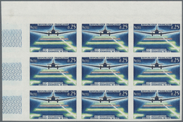 Frankreich: 1964, 25 Years Night Flight Post 0.25fr. (landing Airplane) IMPERFORATE Block Of Nine Fr - Sonstige & Ohne Zuordnung