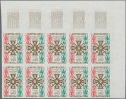 Frankreich: 1965, 50 Years Of War Cross 0.40fr. IMPERFORATE Block Of Ten From Upper Right Corner, Mi - Andere & Zonder Classificatie